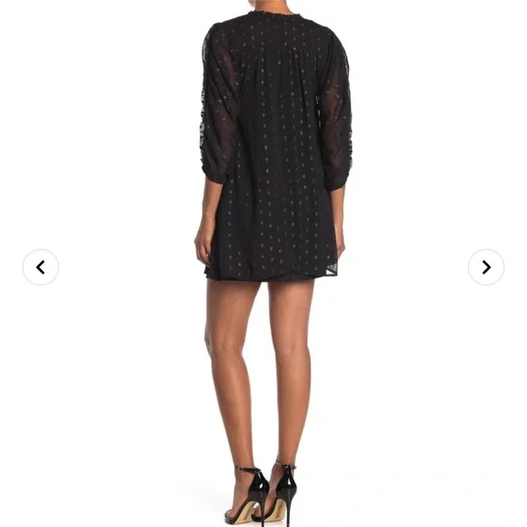 NSR Metallic Dot Ruched Sleeve Shift Dress Size S. - Picture 2 of 8